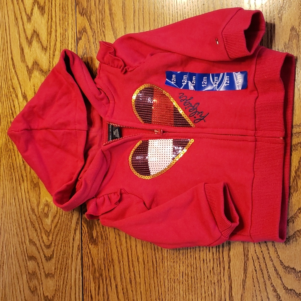 Tommy Hilfiger Red Zip-Up Hooded Sweatshirt & Sweatpants, 12M, NWT